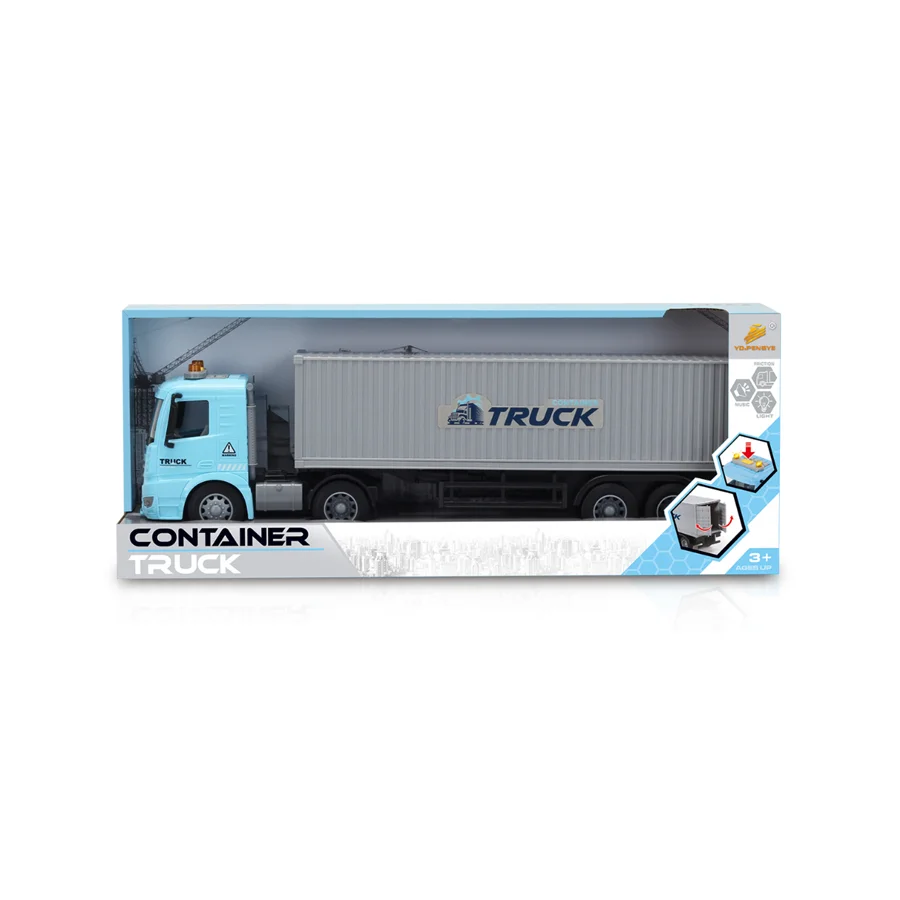 Diecast Pull back Boys Toy Truck and Trailer Container Truck Car Vehicle Toys Hauler Kids Truck