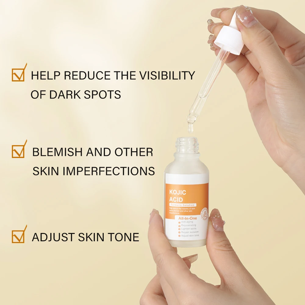 Private Label Serum Reduce Skin Oil Secretion Clean Fine Pores Moisturizes the Skin 30ml MOOYAM Kojic Acid Turmeric Solution