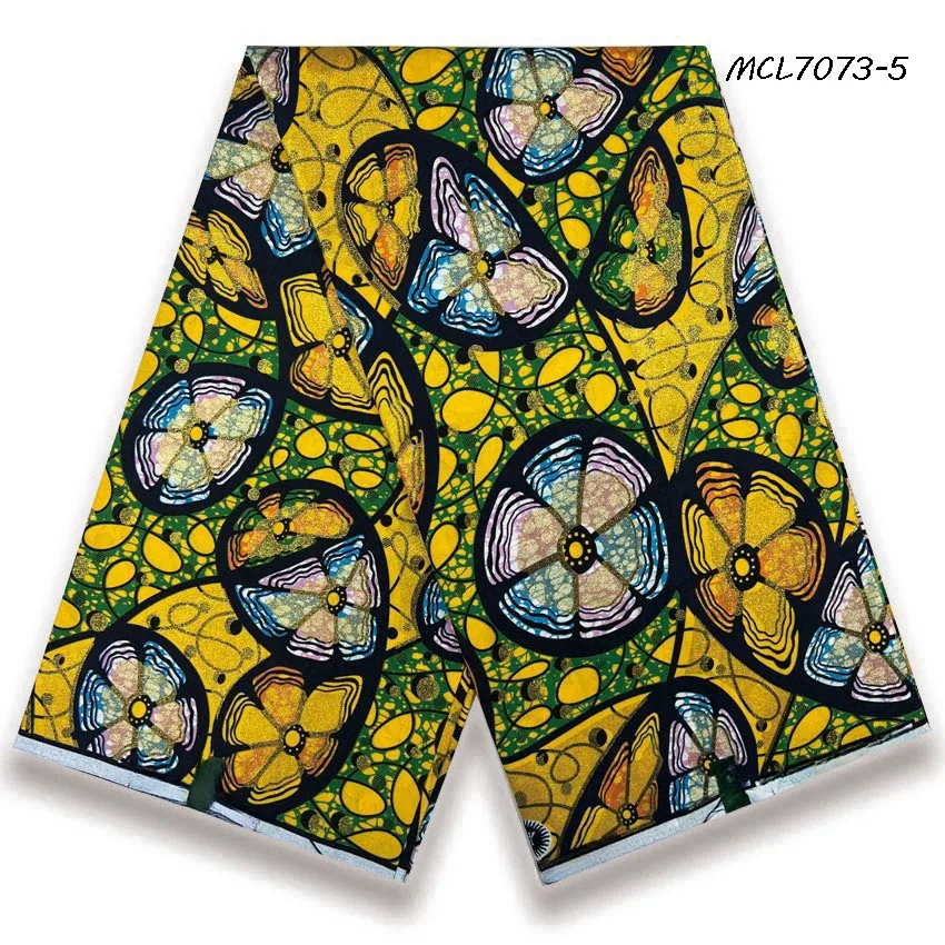 Wholesale Africa Golden Wax 6 Yards Grand Golden Super 100% Cotton Print Wax Lace Fabrics for African Cloth Textile