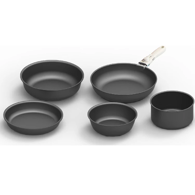 Wholesale china cookware manufacturer coated aluminum ceramic non stick kitchen cook pan cookware set with detachable handle