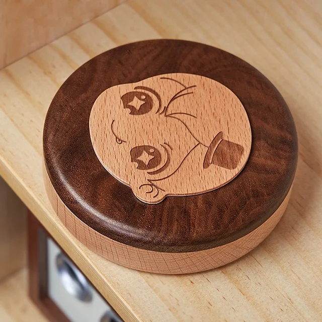 Baby Deciduous Tooth Wooden Kids Milk tooth Collection Keepsake Child Tooth Storage Box