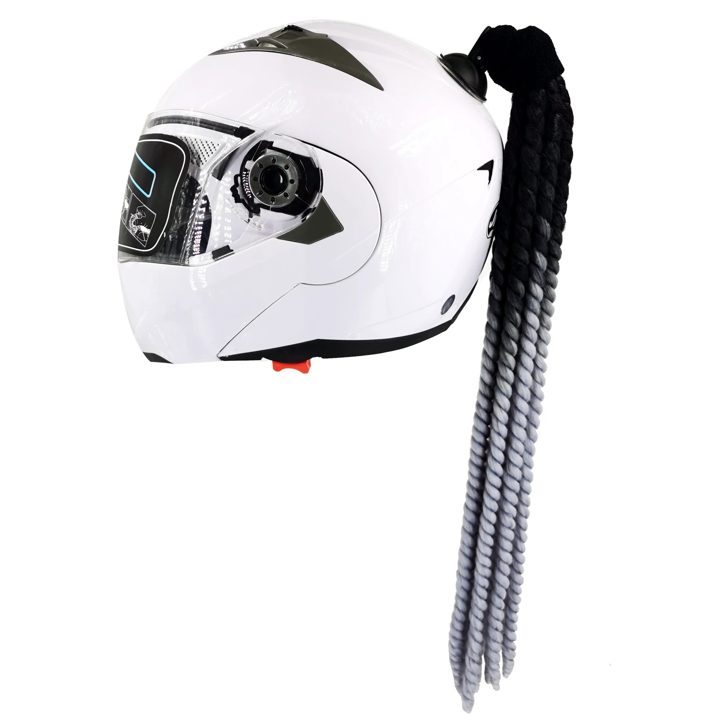 Factory wholesale motorcycle personality cool locomotive balance bike helmet dirty braid helmet braid helmet wig