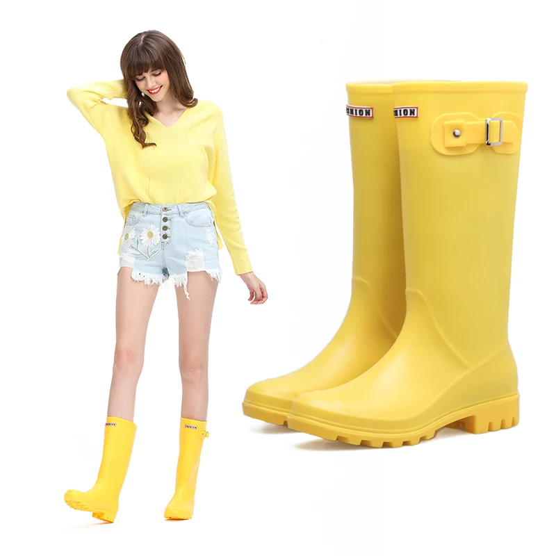 Slip resistant rubber sole western women long wellies wellington rain boots for sale