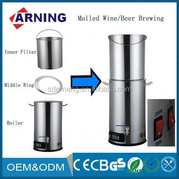 Electric Beer Mash Tun Beer Maker Stainless Steel Home Brewing Fermenting Beer Equipment Brewery