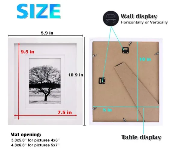 Wholesale White Color Solid Wood Stand Photo Frame Picture Frames for Table Top Display and Wall Mounting Photo Fram