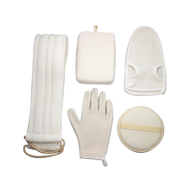 Индивидуальные вискозные шелушивающие массажные варежки для тела