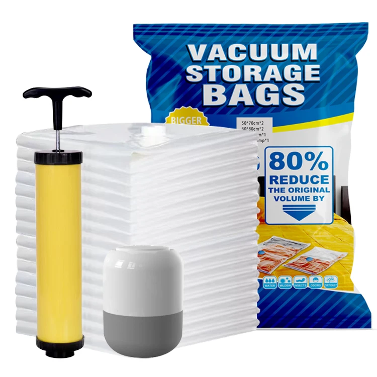 High Quality Travel Different Size Compression Wardrobe Vacuum Storage Bags For Clothes With Hand Pump