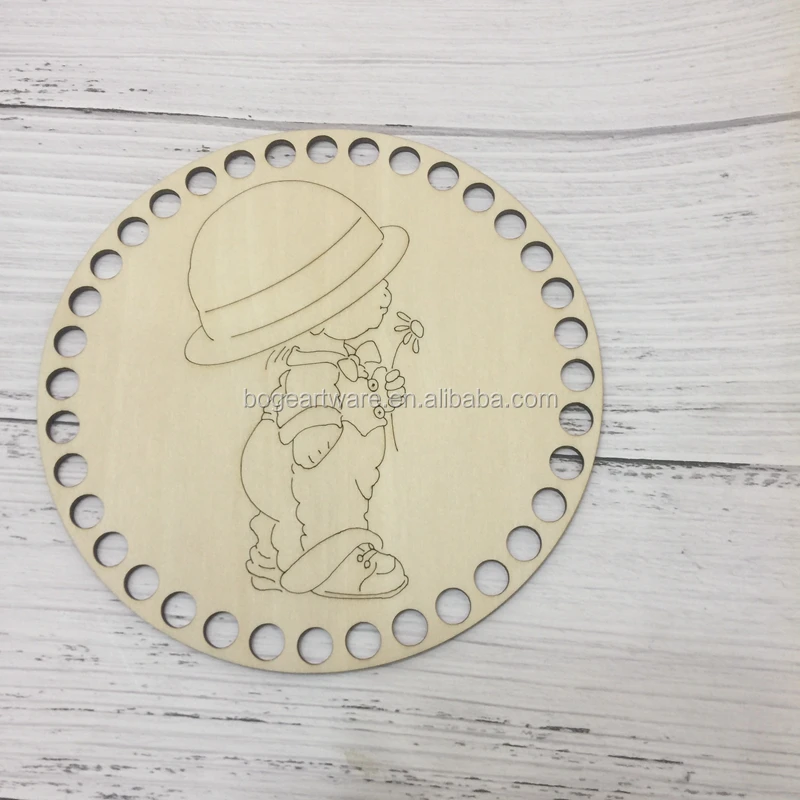 Circular  Wooden Crochet Basket Bottom Base  Wooden Bottoms for Crochet Easter baskets