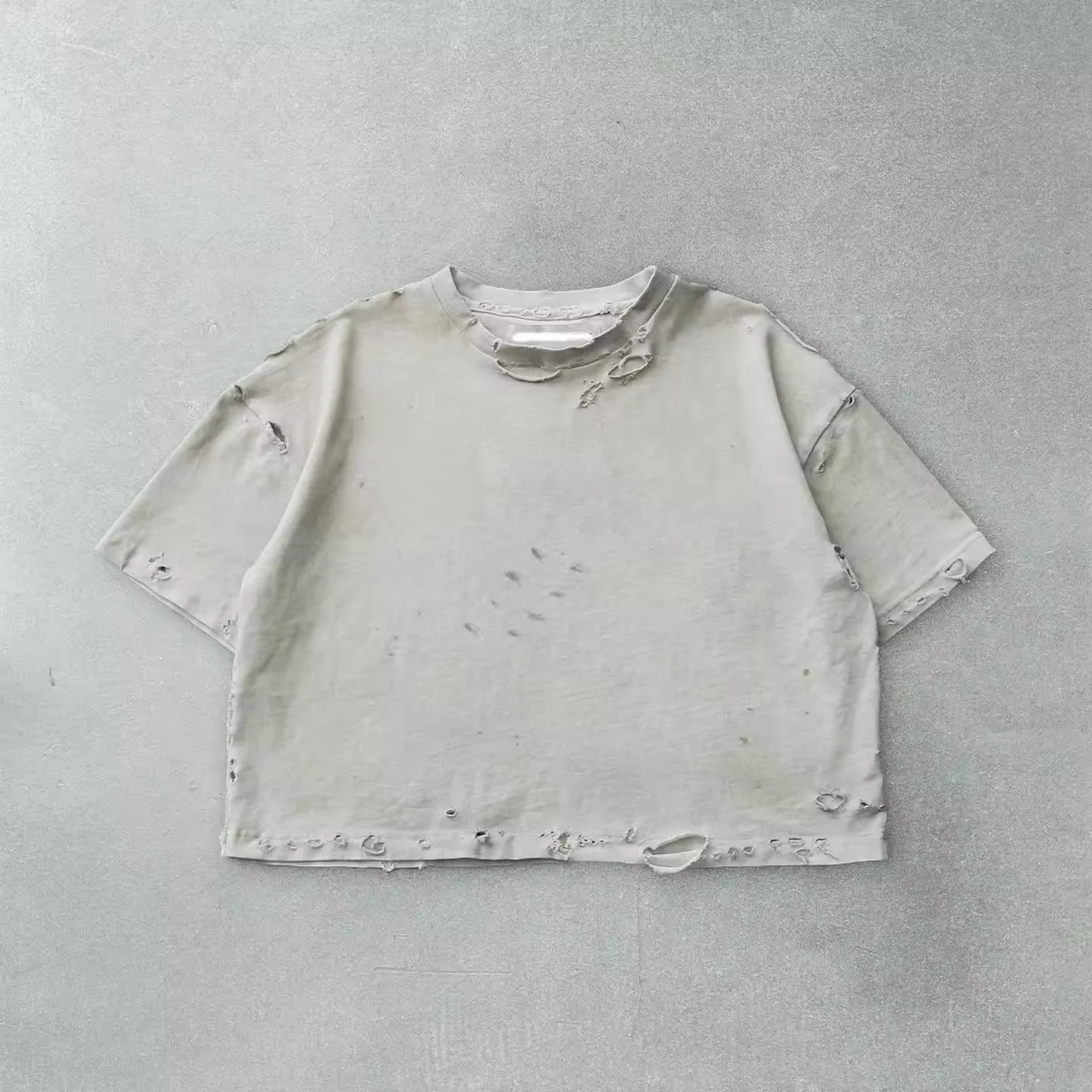 Wholesale Streetwear Blank Vintage Washed Tee Heavyweight Men Boxy Cropped Oversized Distressed T-shirt