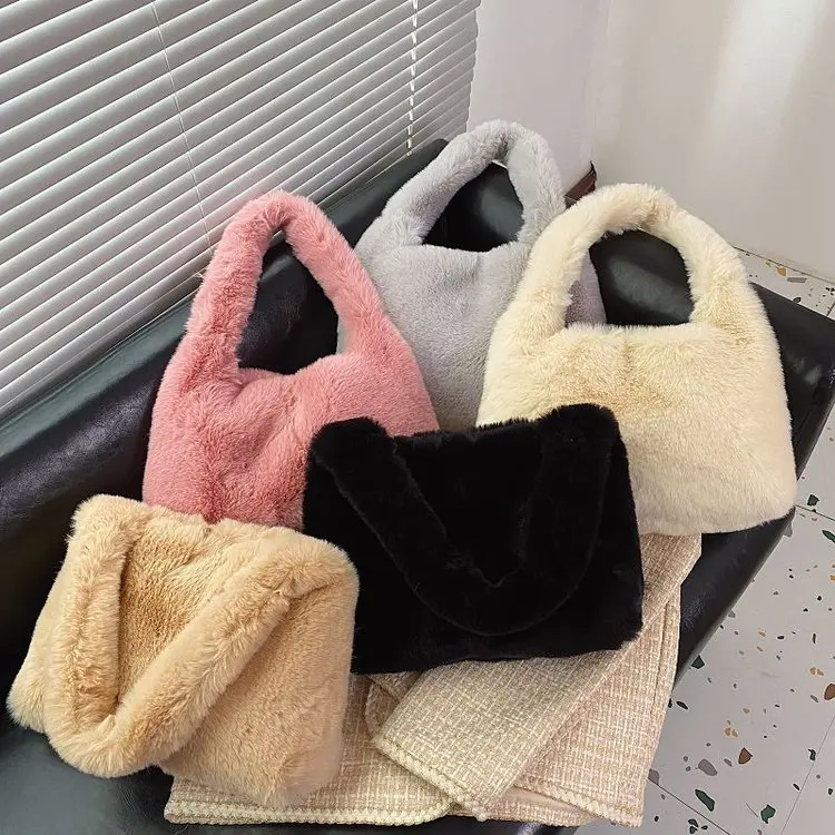 hand carry bag faux fur women handbag portable cross-body bag leisure manufacturers wholesale