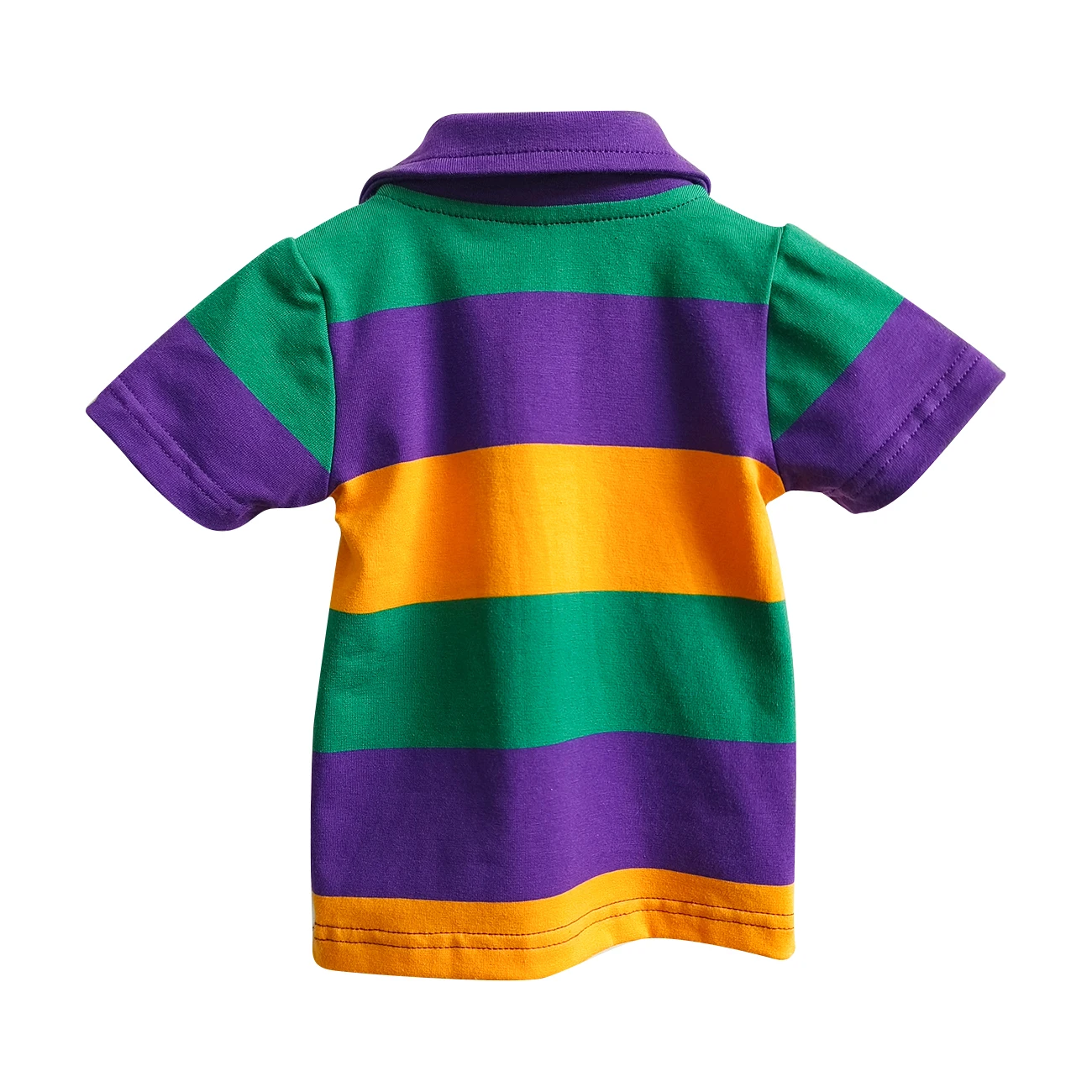 Mardi Gras Boys Short Sleeve Top Stripe Purple Green Yellow Knit Cotton Baby Polo Shirt