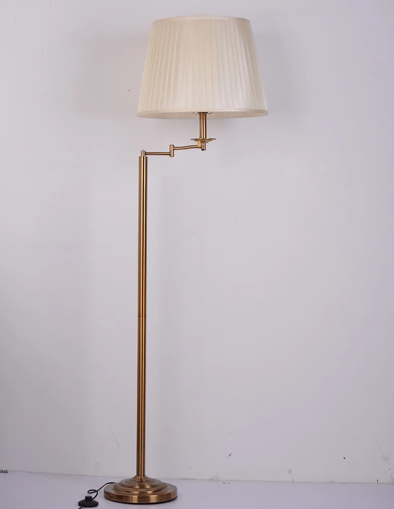 Standing Swing Arm Floor Lamp Rotating  Head Standing Lamp Fabric Lampshade Pull Switch Design Lighting Tall Pole Lamp Portable