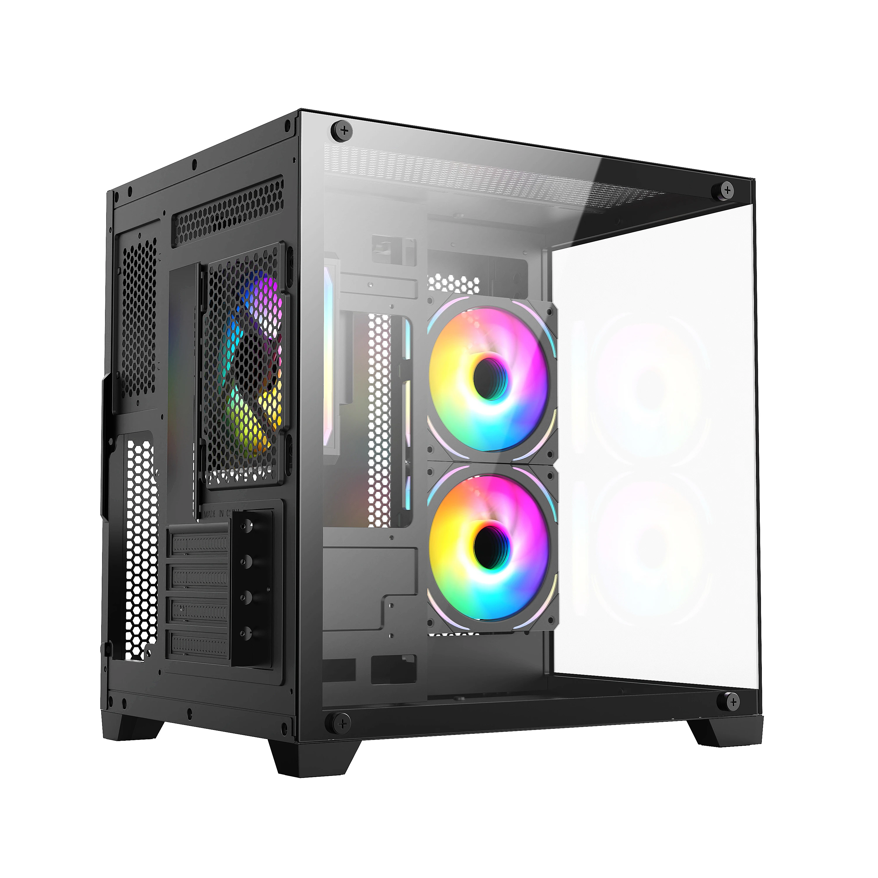 Most popular M-ATX PC Gaming Case OEM full-view Computer Case USB3.0 Transparent Glass PC Cabinet support 240mm water coo