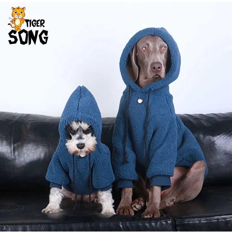 Big dog clothes blue and cotton hoodie size is very full dog clothes