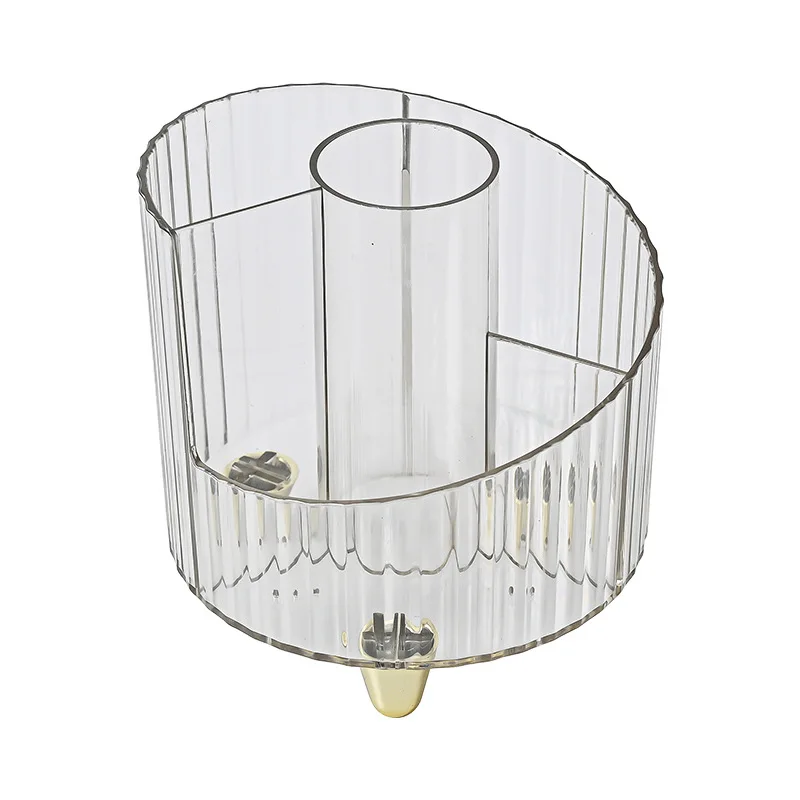 Transparent Kitchen Spice Rack Makeup Storage Box 360 degree Turntable Cosmetic Brush Organizer