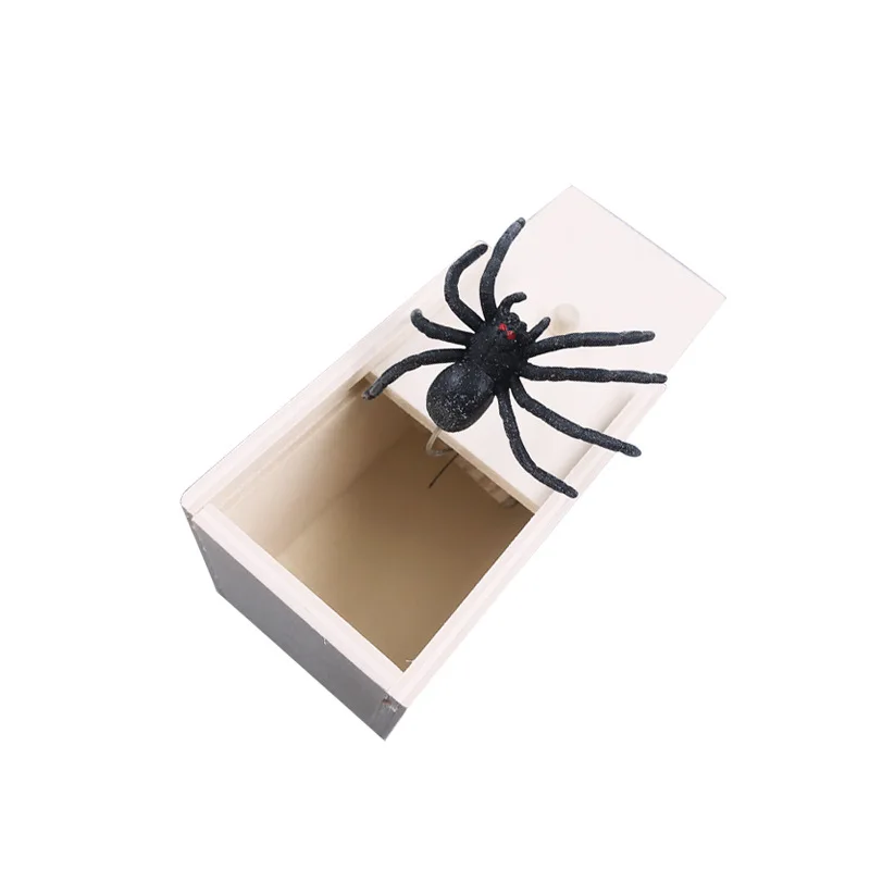 Wooden Prank Trick Practical Joke Home Office Scare Toy  wooden spider box prank kids favor funny toys Joke surprise toys