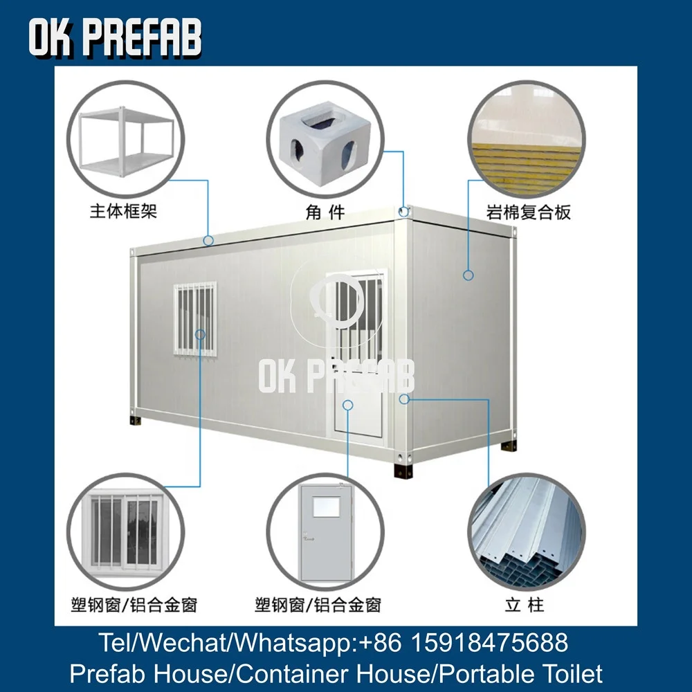 Ready Made 20Ft Living Portable Tiny Prefabricated Home Office Frame Detachable Container House Ready To Ship Frame