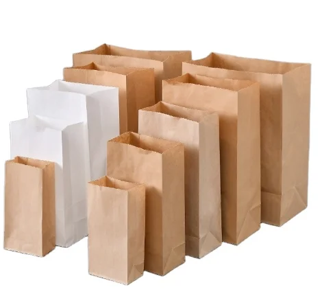 Желтая белая крафт-бумага жиронепроницаемая бумажная сумка для завтрака на вынос мешок для запеченного хлеба