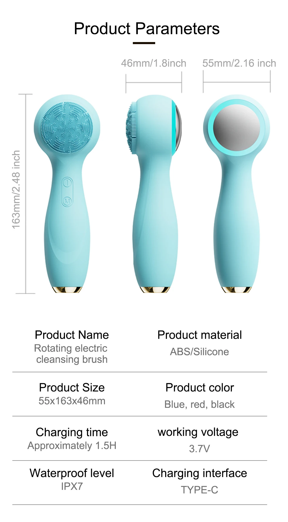 Cold and Hot Facial Cleansing Brush IPX6 Waterproof Rechargeable Silicone Face Scrubber Exfoliator Pore Cleaner