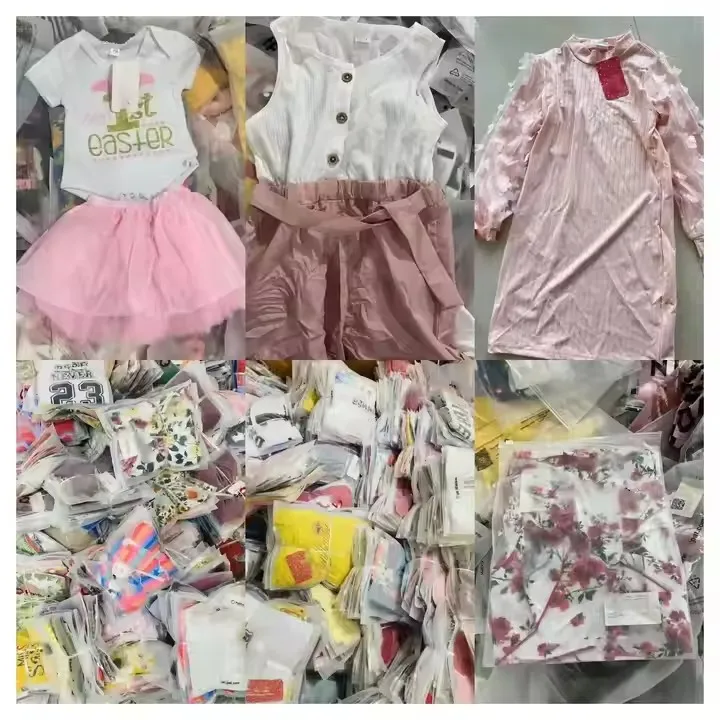 Hly 2024 Wholesale Stock Kids Kids Apparel For Summer Wear For 0~10 Year Old Girls Boys Children Mix Dress Pure Sets