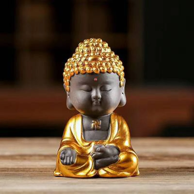 Zen ceramics фиолетовые глиняные золотые и маленькие чайные украшения Tathagata Креативные для дома