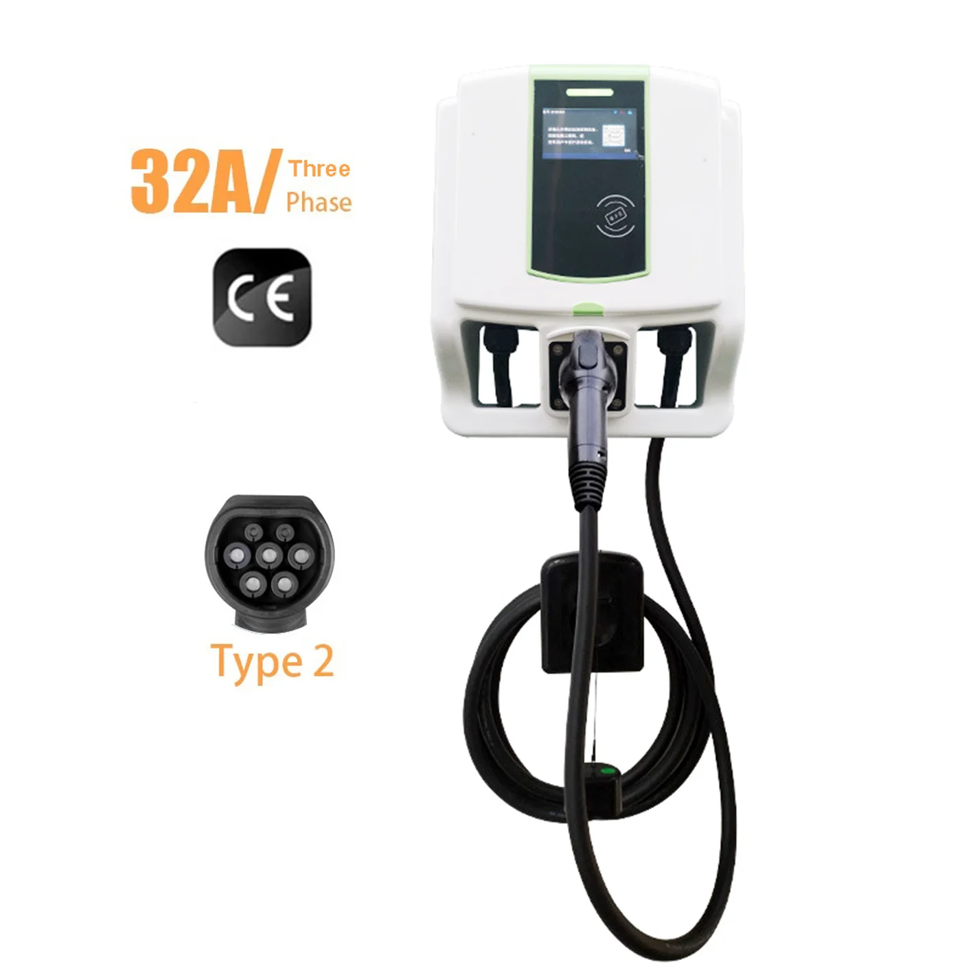 Mode 3 32A type 2 ev wallbox 22 kw electric charging station for electric car