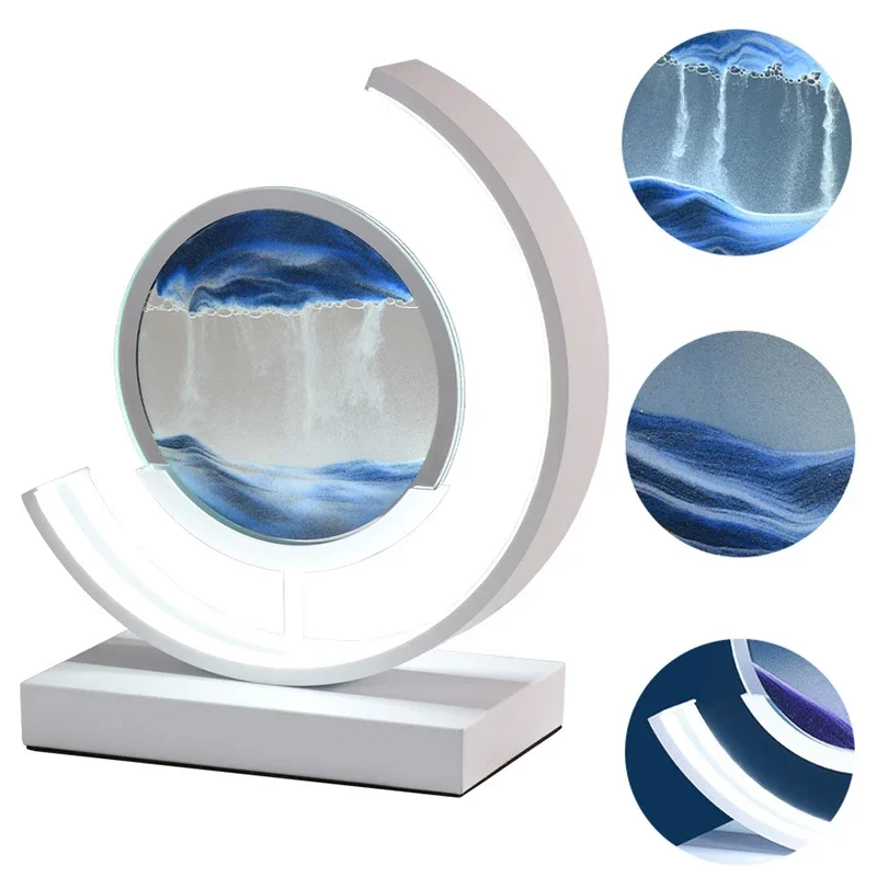 Drop shipping Furniture Art Painting Deep Sea Sandscape Flowing Sand 3D Moving Sand Art Picture Hourglass Round Glass Home Decor