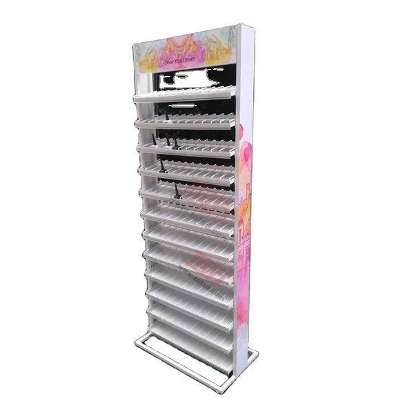 custom cosmetic shop acrylic nail polish product display counter shelf rack,makeup display stand for store