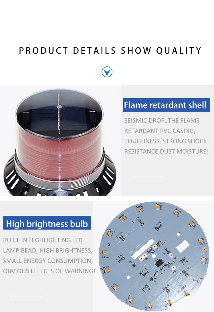 Solar Led Beacon LED traffic warning light LTD-6109 Strobe Beacon Flashing Solar Warning Light