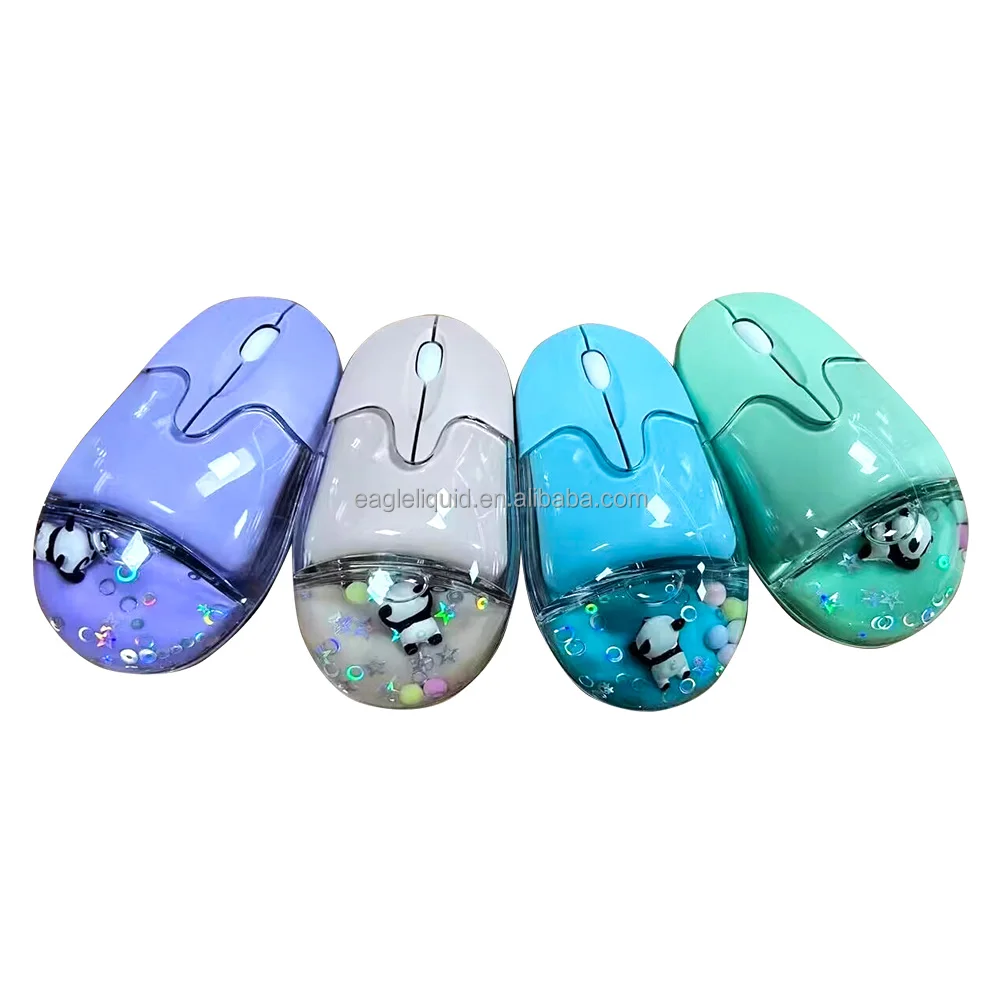 Bluetooth Rechargeable Optical Aqua Mouse with Panda Floating Customized Logo Printing Type C Liquid Mouse