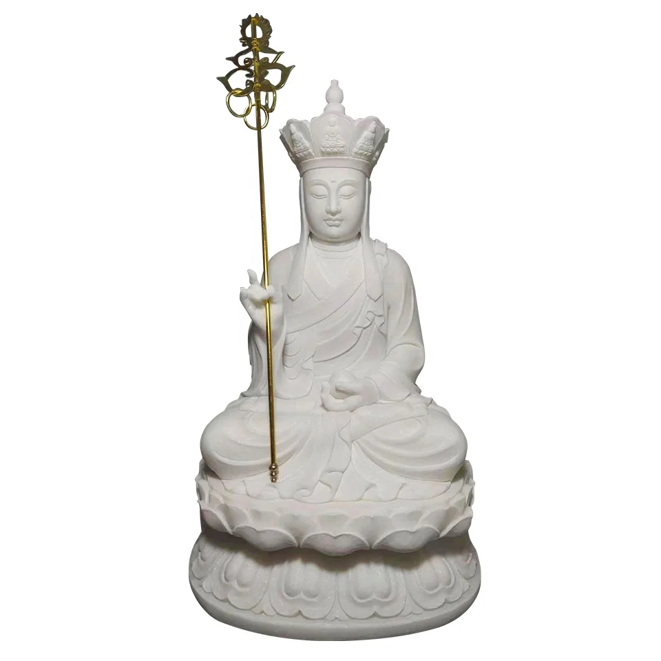 Classical white marble Guanyin Bodhisattva stone sculpture temple sitting Buddha statue figure ornaments 2M height