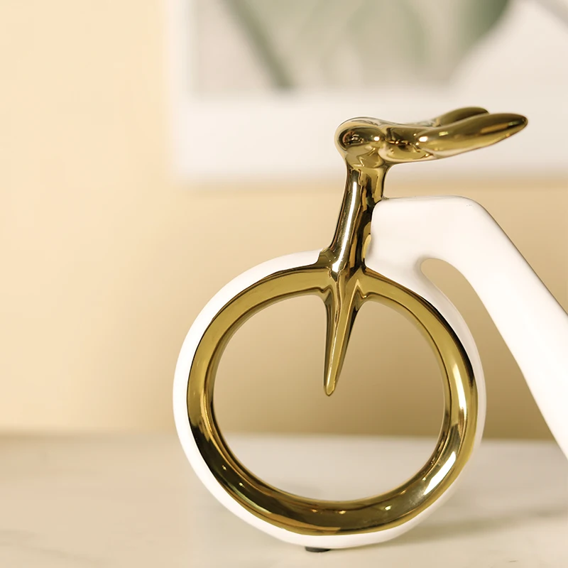 luxury ceramic bicycle with gold line bottele holder stand desktop ornament wine rack