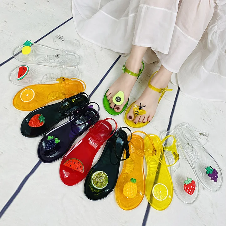 Wholesale Women Sandals Slippers Fruit Summer Ladies Flat Jelly Shoes Beach Women PVC Flip Flop Sandal