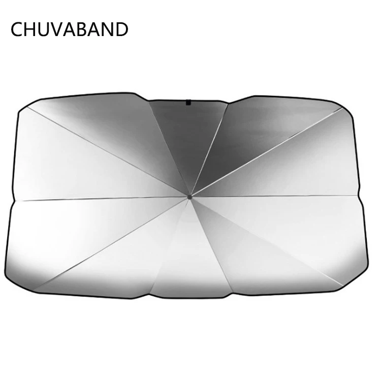 CHUVABAND UPF50+ Uv Resistant 3 Folding Black Steel Material Durable Front Window Umbrella Car Cover Car Umbrella Sunshade