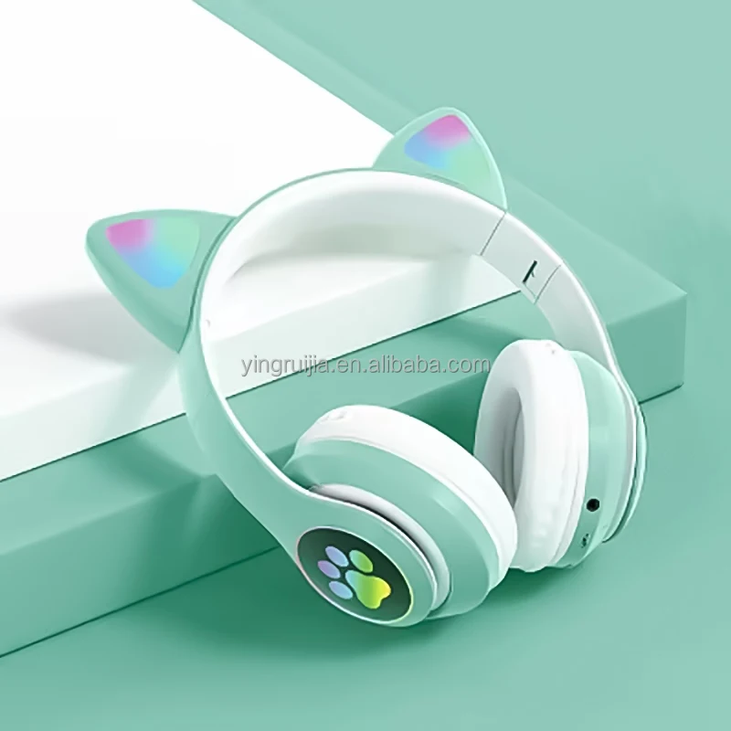 STN-28 Cute Cat Ear Wireless Headphones Stereo Music Gaming Gamer Earphone Handsfree Headset  foldable wireless BT headphone