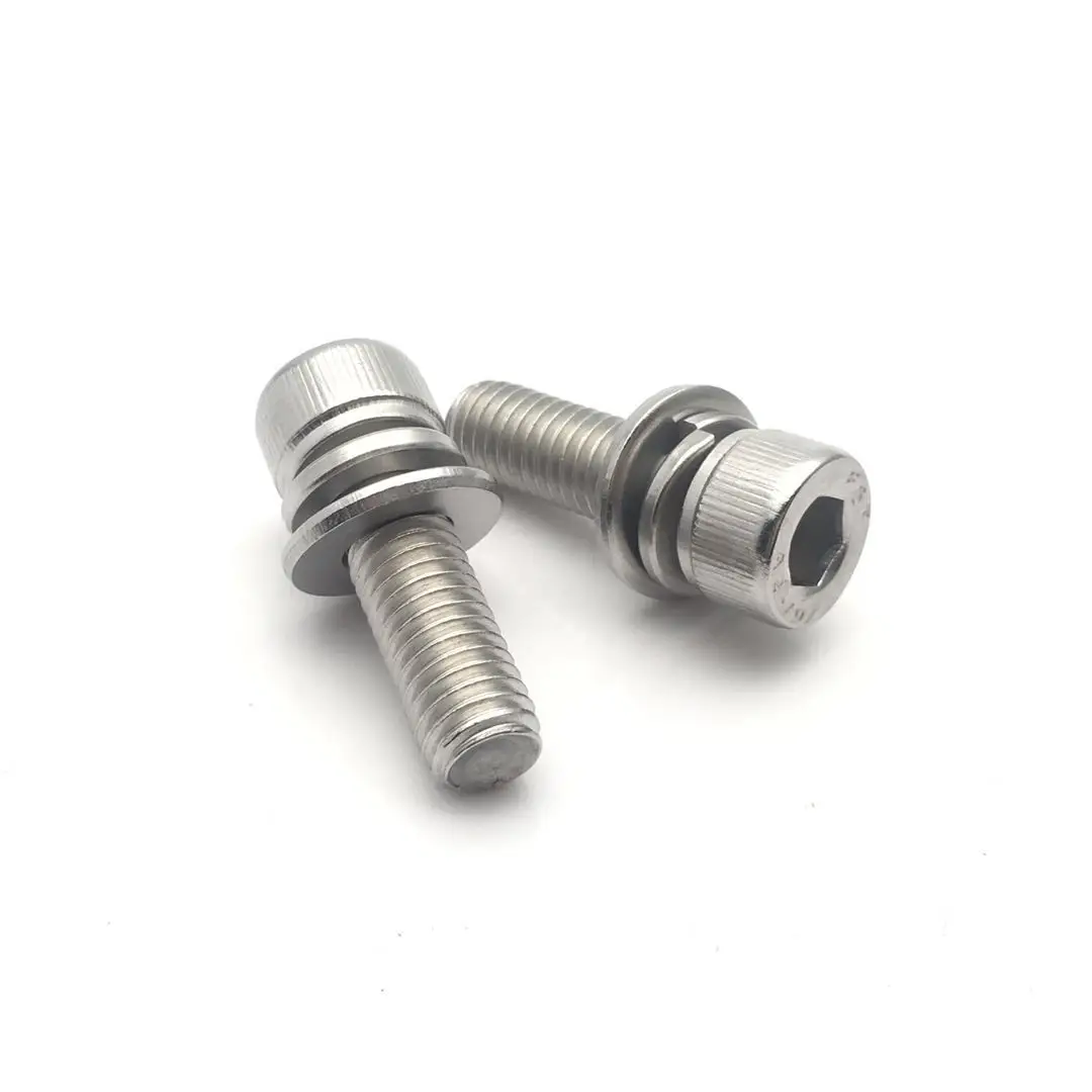 304 Stainless steel hex socket head bolt spring and plain washer assemblies bolt gb70.1