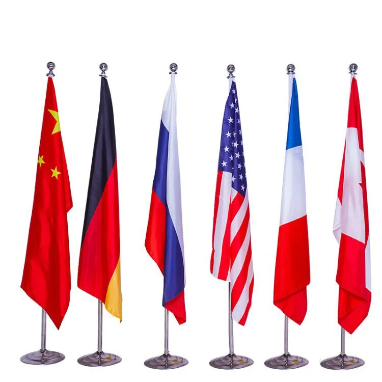 China Factory Sell Flagpole High Quality 2M 2.6M 3M Flag Pole Stainless Steel Flag Conference Office Indoor Flag With Base Stand
