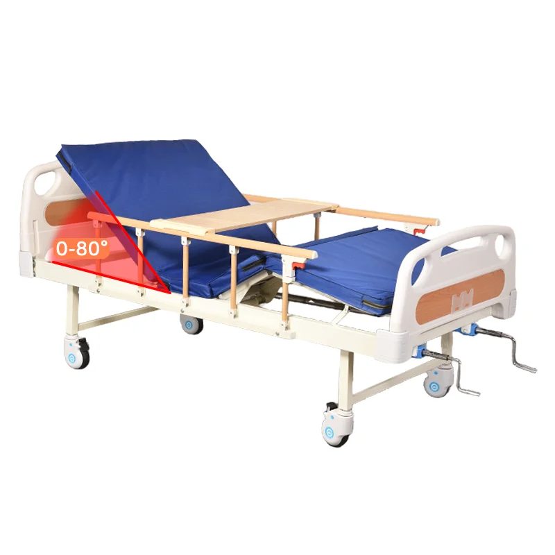 Clinic Two Crank 2 Function Mobile Adjustable Manual Hospital bed Furniture Medical Bed for Patient Factory Discounted Price