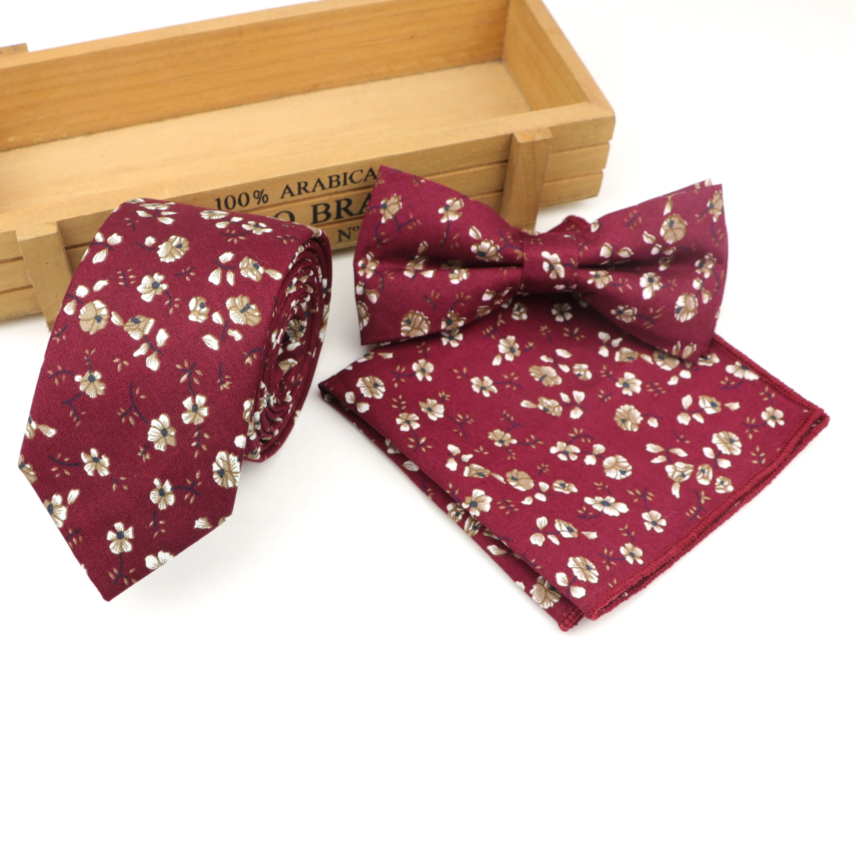 Набор хлопковых галстуков для мужчин, тонкий галстук, галстук-бабочка, носовой платок, галстук-бабочка, галстук-бабочка, Свадебный галстук-бабочка, 3 шт.