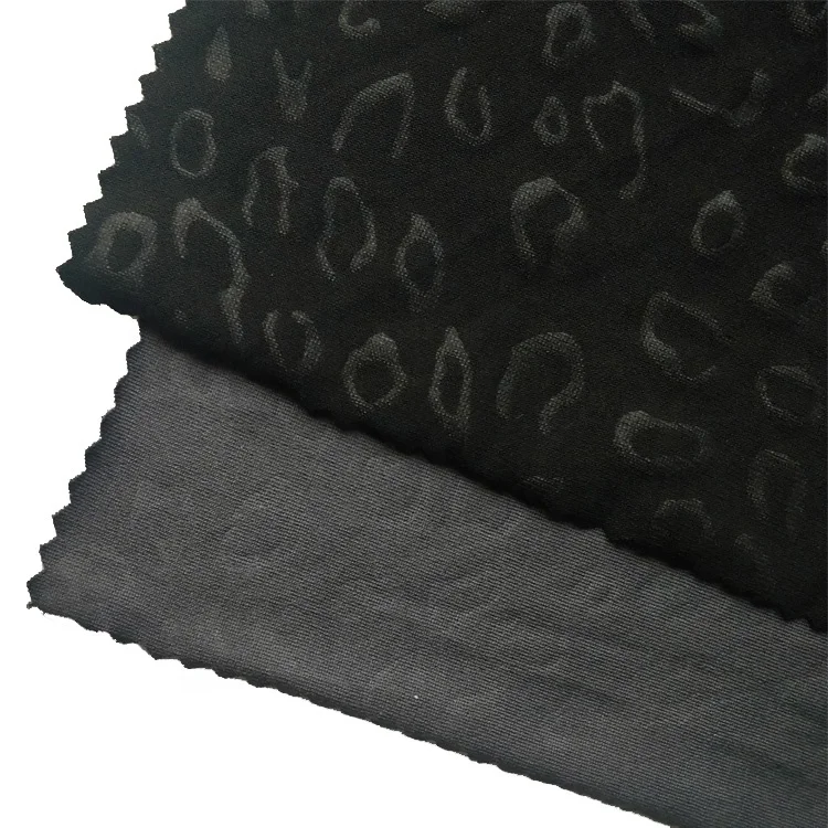 2022 Hot Dty Polyester Yarn Jersey Knit Embossed Custom Spandex Logo On Fabric