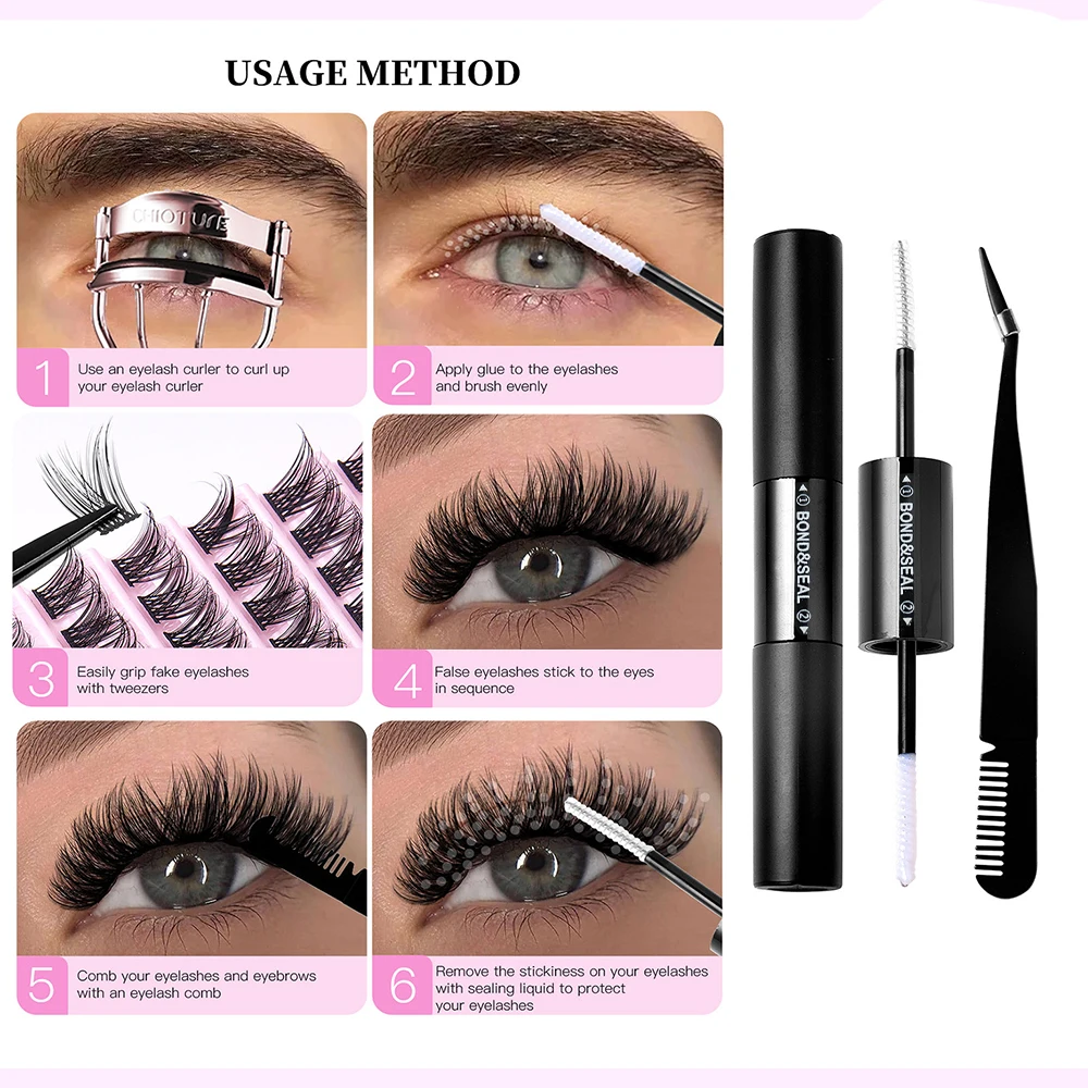 Eyelash C D Curl Wispy Cluster Lashes Wholesale Private Label Faux Mink Mix Natural Single DIY Lash Cluster
