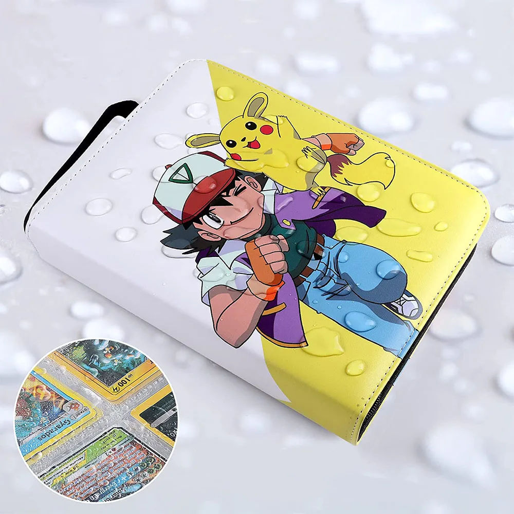 Custom Selectable Print Game Trading Card Binder 4 Pocket Card Sleeves Pu Leather Card Folder For Pokemon
