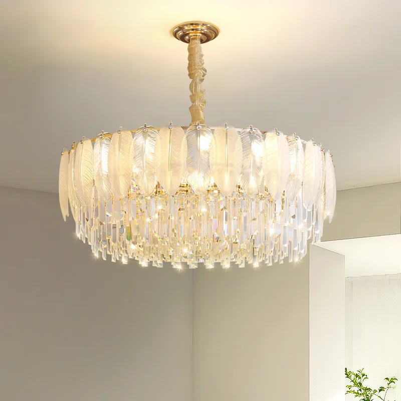 French light luxury living room chandelier, modern minimalist dining room lamp,  bedroom lamp, cream style crystal chandelier