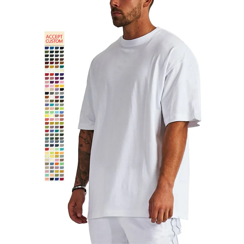 Crew neck heavyweight 100% cotton tee oversized tshirt blank t-shirt custom high quality  men Women Unisex print logo t shirt