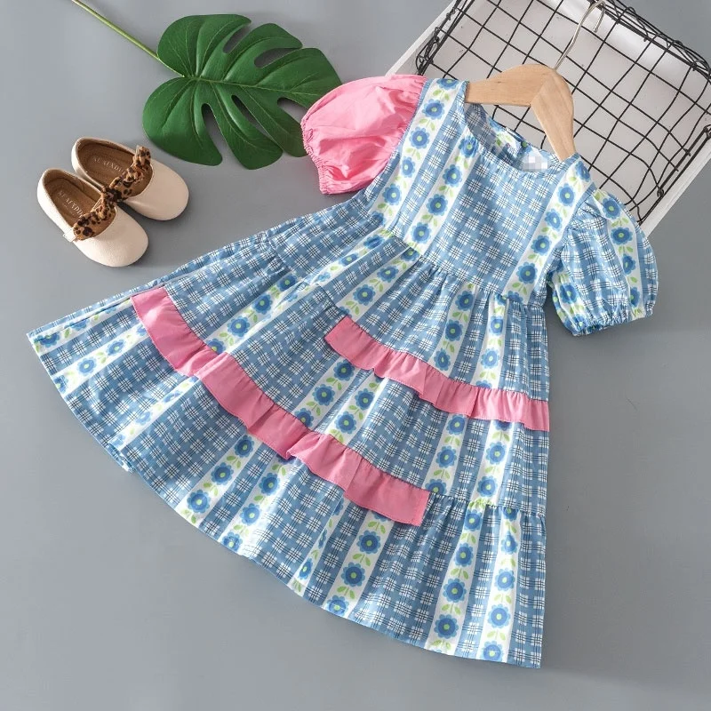 2023 Spring Infant Clothes Fashion Children's Dress 100% Cotton Embroidery Bubble Sleeve Baby Dress Full Summer Mini Gothic