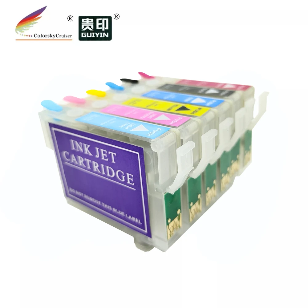 (RCE-801-806) refillable refill ink cartridge for Epson T0801 - T0806 80 Stylus Photo P50 PX650 PX660 PX700W PX710W 1 set
