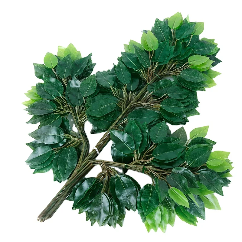 Artificial Plants High Quality Artificial Banyan Leaves For Wedding Party Garden Decorative New Plastic Leaf Spring