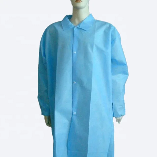 China SMS Work Wear Non Woven Blue Lab Coat Disposable Jackets for House Cleaning
