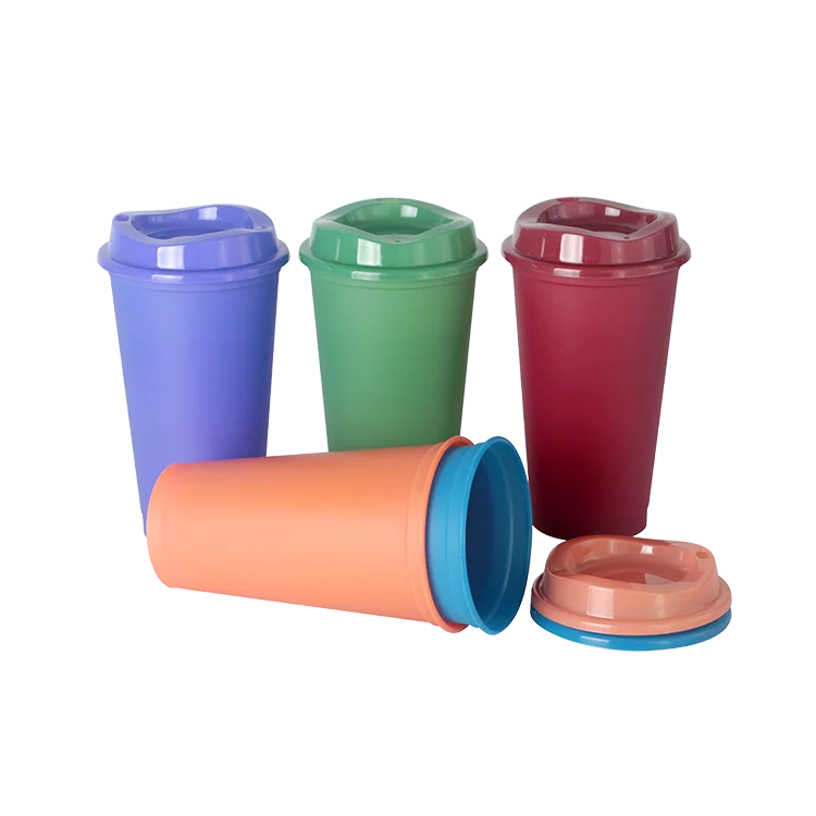 Кружка меняющая цвет Новое поступление 16oz тумблер Тепловая температура изменение цвета по изготовлению крышек для пластиковых стаканчиков