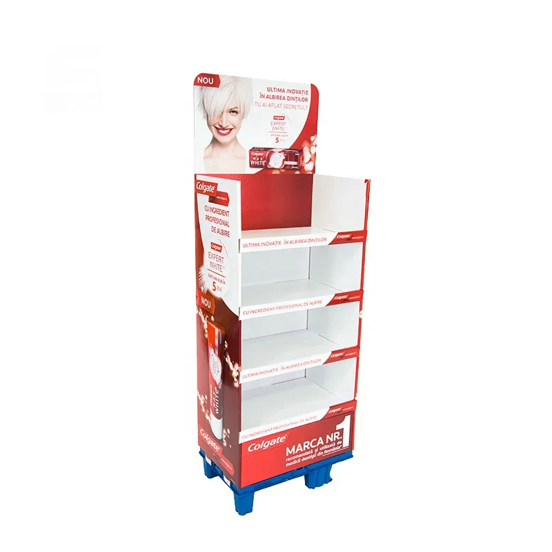 Recyclable Carton Paper Floor Stand Custom Printing Retail Cardboard Floor Display Stand